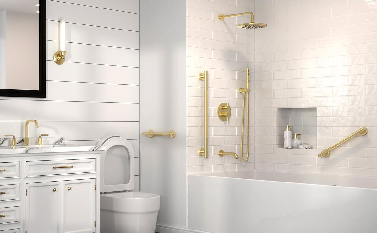 Shower Grab Bars, 12" Stainless Steel Bathroom Safety Grab Bar | Upgrade Anti-Slip Knurling Shower Grab for Bathtub, Shower Handle for Elderly and Handicap, ADA Compliant, Brushed Nicke