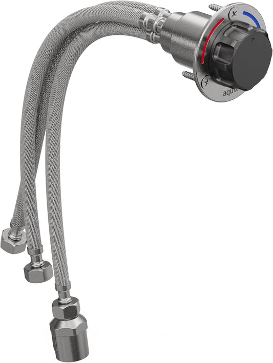 Aquor Utility Mixing Valve, Compact G1/2 inch Thermostatic Mixing Valve with Hot/Cold Temperature Control, Hydrant Pairing for Boat, Marine, and RV Outdoor Shower, Stainless Steel