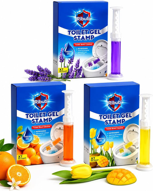 Toilet Cleaner Gel Stamp, Automatic Toilet Bowl Cleaner & Freshener, Helps Prevent Limescale & Odors, Lavender, Citrus, Mango & Tulip Scents, Bathroom Cleaning Essentials, 3-Pack