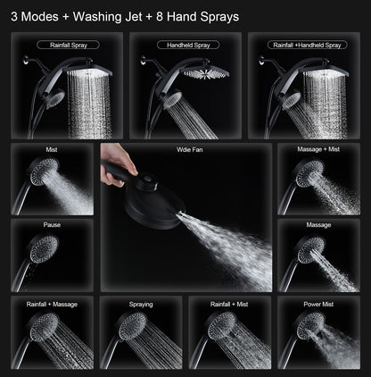 Rain Shower Head with Handheld Showerhead, Nickel 1.8GPM 460311