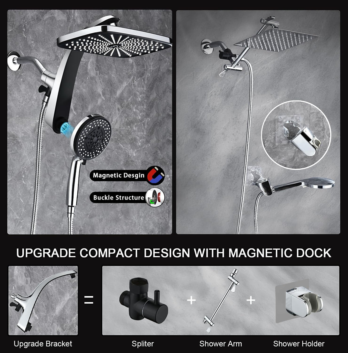 Rain Shower Head with Handheld Showerhead, Nickel 1.8GPM 460311
