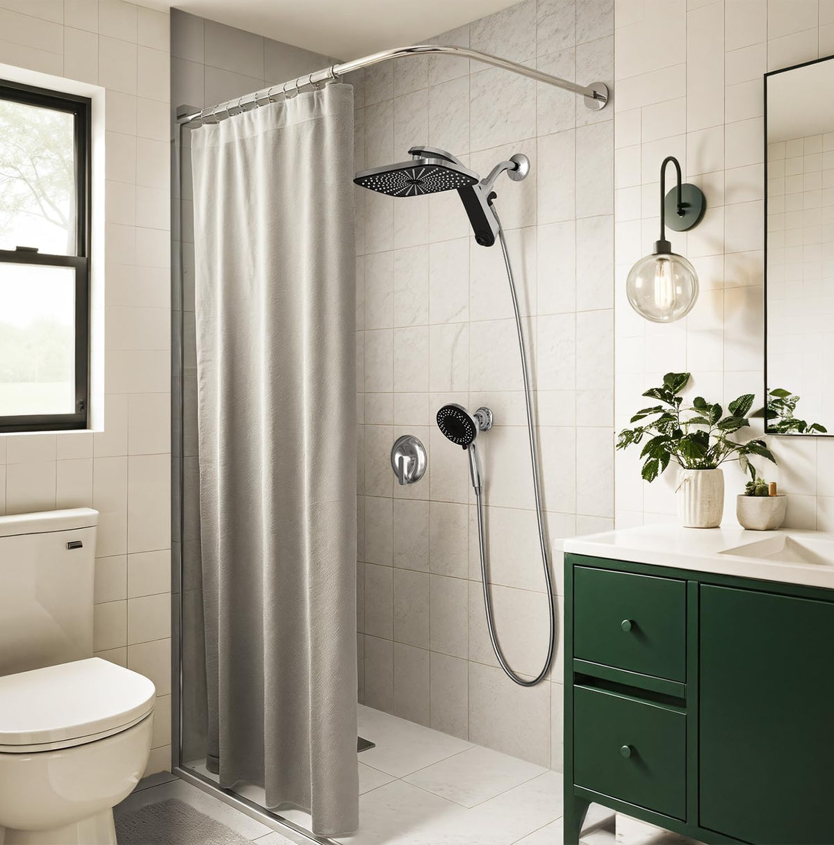 Rain Shower Head with Handheld Showerhead, Nickel 1.8GPM 460311