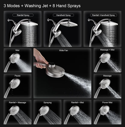 Rain Shower Head with Handheld Showerhead, Nickel 1.8GPM 460311