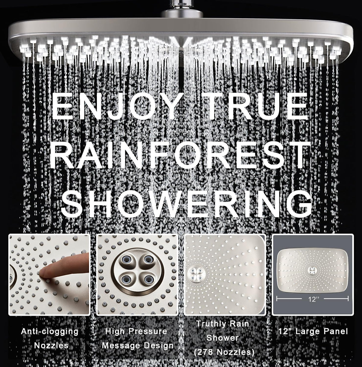 Rain Shower Head with Handheld Showerhead, Nickel 1.8GPM 460311