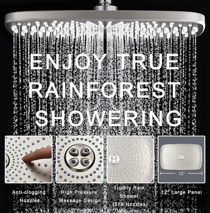 Rain Shower Head with Handheld Showerhead, Nickel 1.8GPM 460311