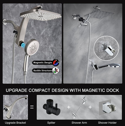 Rain Shower Head with Handheld Showerhead, Nickel 1.8GPM 460311