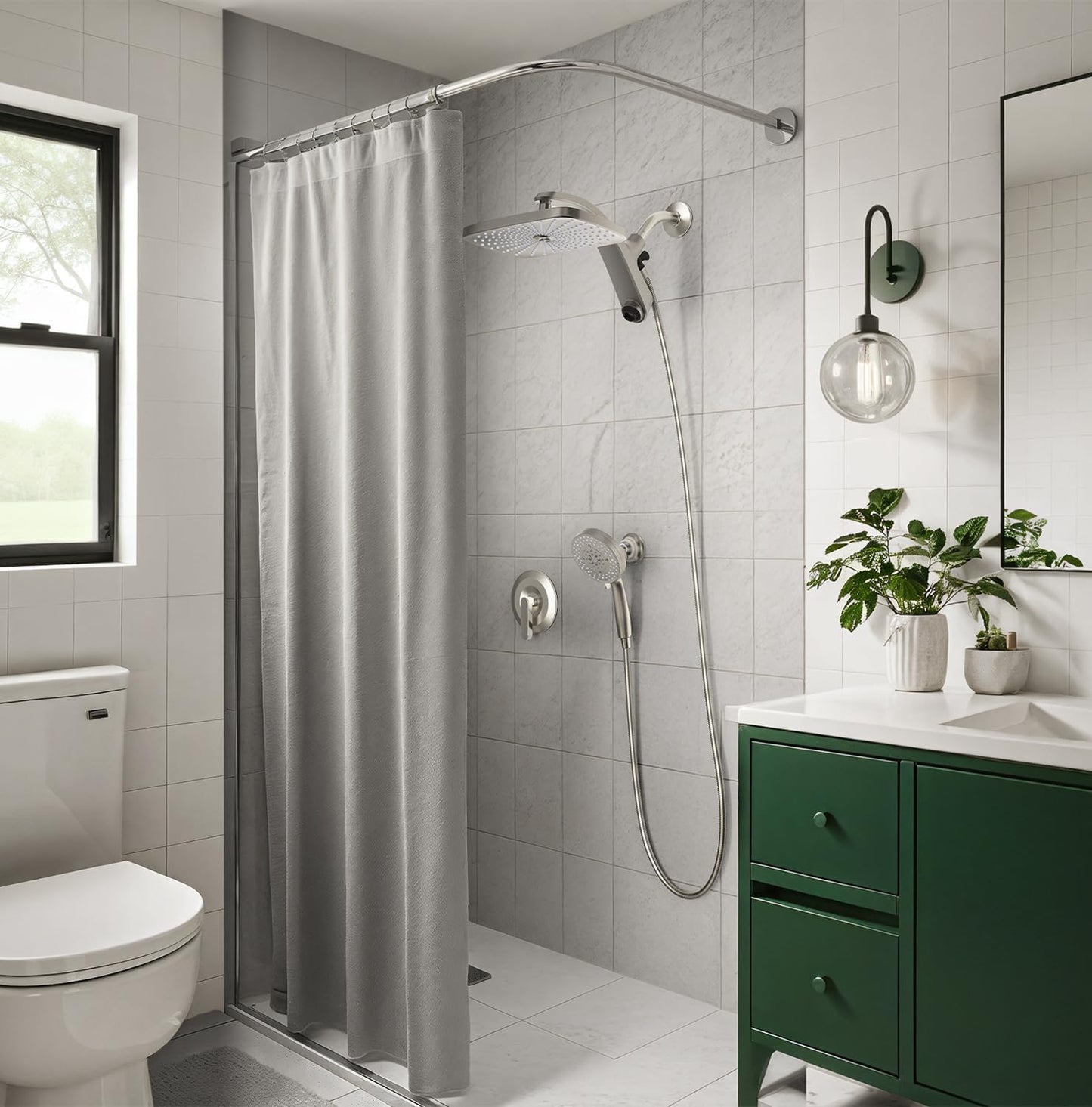 Rain Shower Head with Handheld Showerhead, Nickel 1.8GPM 460311