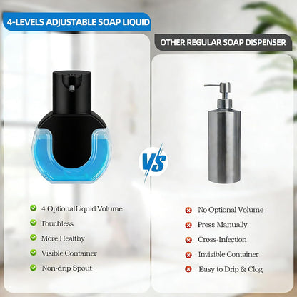 Automatic Soap Dispenser Touchless,Rechargeable Foaming Soap Dispenser,15oz/420ml Smart Hand Soap Dispensers,4-Level Adjustable,Wall Mount for Bathroom Kitchen Dish Soap,Hands-Free (Black)