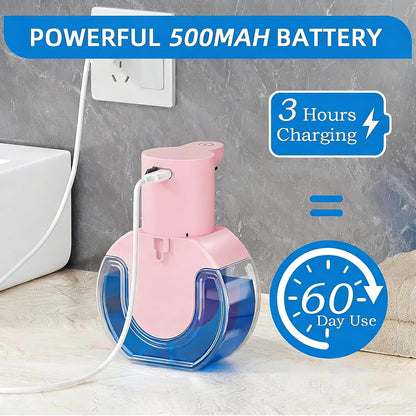 Automatic Soap Dispenser Touchless,Rechargeable Foaming Soap Dispenser,15oz/420ml Smart Hand Soap Dispensers,4-Level Adjustable,Wall Mount for Bathroom Kitchen Dish Soap,Hands-Free (Black)