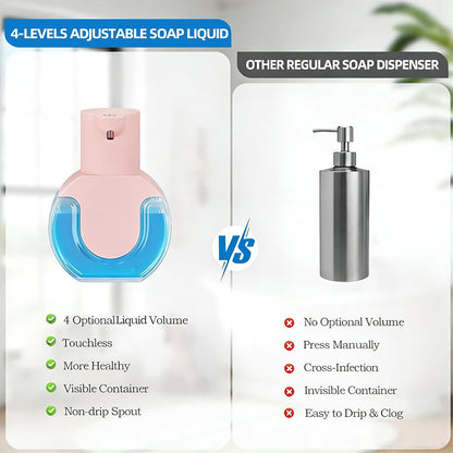 Automatic Soap Dispenser Touchless,Rechargeable Foaming Soap Dispenser,15oz/420ml Smart Hand Soap Dispensers,4-Level Adjustable,Wall Mount for Bathroom Kitchen Dish Soap,Hands-Free (Black)