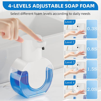 Automatic Soap Dispenser Touchless,Rechargeable Foaming Soap Dispenser,15oz/420ml Smart Hand Soap Dispensers,4-Level Adjustable,Wall Mount for Bathroom Kitchen Dish Soap,Hands-Free (Black)