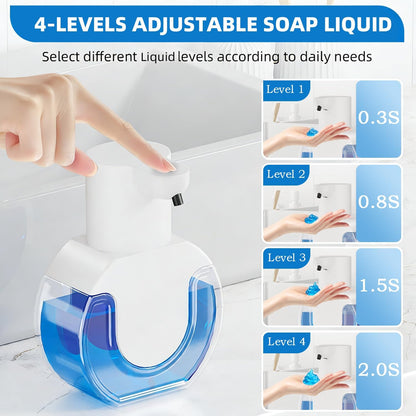 Automatic Soap Dispenser Touchless,Rechargeable Foaming Soap Dispenser,15oz/420ml Smart Hand Soap Dispensers,4-Level Adjustable,Wall Mount for Bathroom Kitchen Dish Soap,Hands-Free (Black)