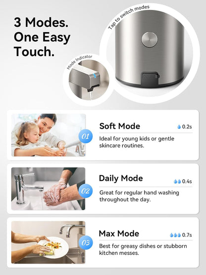 SUNLY Touchless Automatic Soap Dispenser – Clog-Free Pump, 0.2s Fast Sensor, USB-C Rechargeable, Smudge-Resistant Stainless Steel, for Kitchen & Bathroom Soap Dispenser
