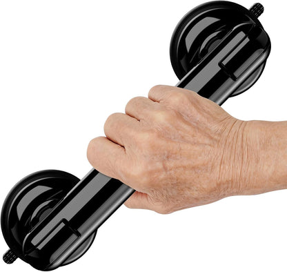 Upgraded 2-Pack Grab Bars for Shower Bathroom Wall, Heavy-Duty Suction Grab Bars Shower Handle Safety for Elderly Seniors Handicap, No Drilling Tool-Free, Easy Removal and Reusable (Black)