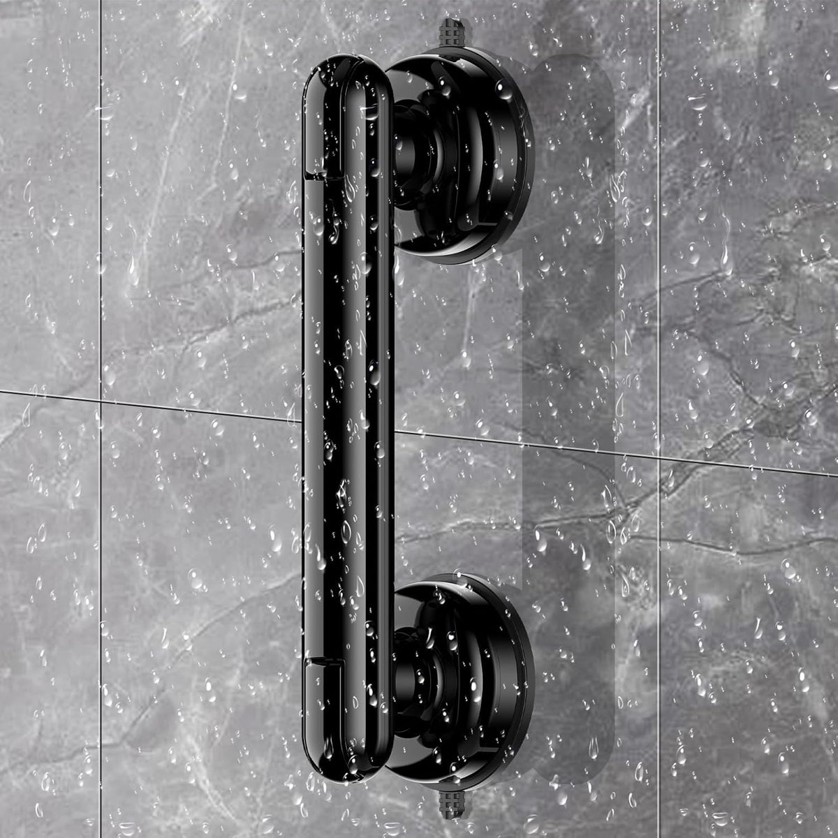 Upgraded 2-Pack Grab Bars for Shower Bathroom Wall, Heavy-Duty Suction Grab Bars Shower Handle Safety for Elderly Seniors Handicap, No Drilling Tool-Free, Easy Removal and Reusable (Black)