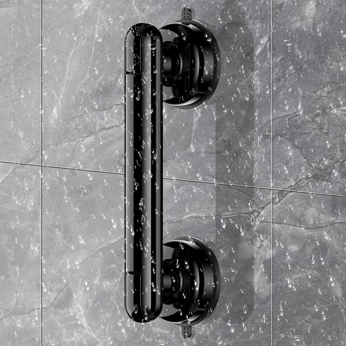 Upgraded 2-Pack Grab Bars for Shower Bathroom Wall, Heavy-Duty Suction Grab Bars Shower Handle Safety for Elderly Seniors Handicap, No Drilling Tool-Free, Easy Removal and Reusable (Black)