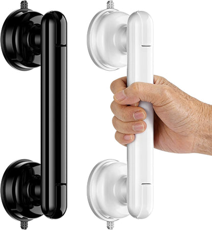Upgraded 2-Pack Grab Bars for Shower Bathroom Wall, Heavy-Duty Suction Grab Bars Shower Handle Safety for Elderly Seniors Handicap, No Drilling Tool-Free, Easy Removal and Reusable (Black)