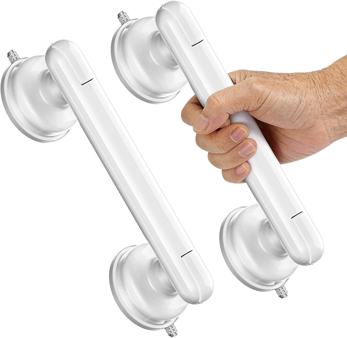 Upgraded 2-Pack Grab Bars for Shower Bathroom Wall, Heavy-Duty Suction Grab Bars Shower Handle Safety for Elderly Seniors Handicap, No Drilling Tool-Free, Easy Removal and Reusable (Black)