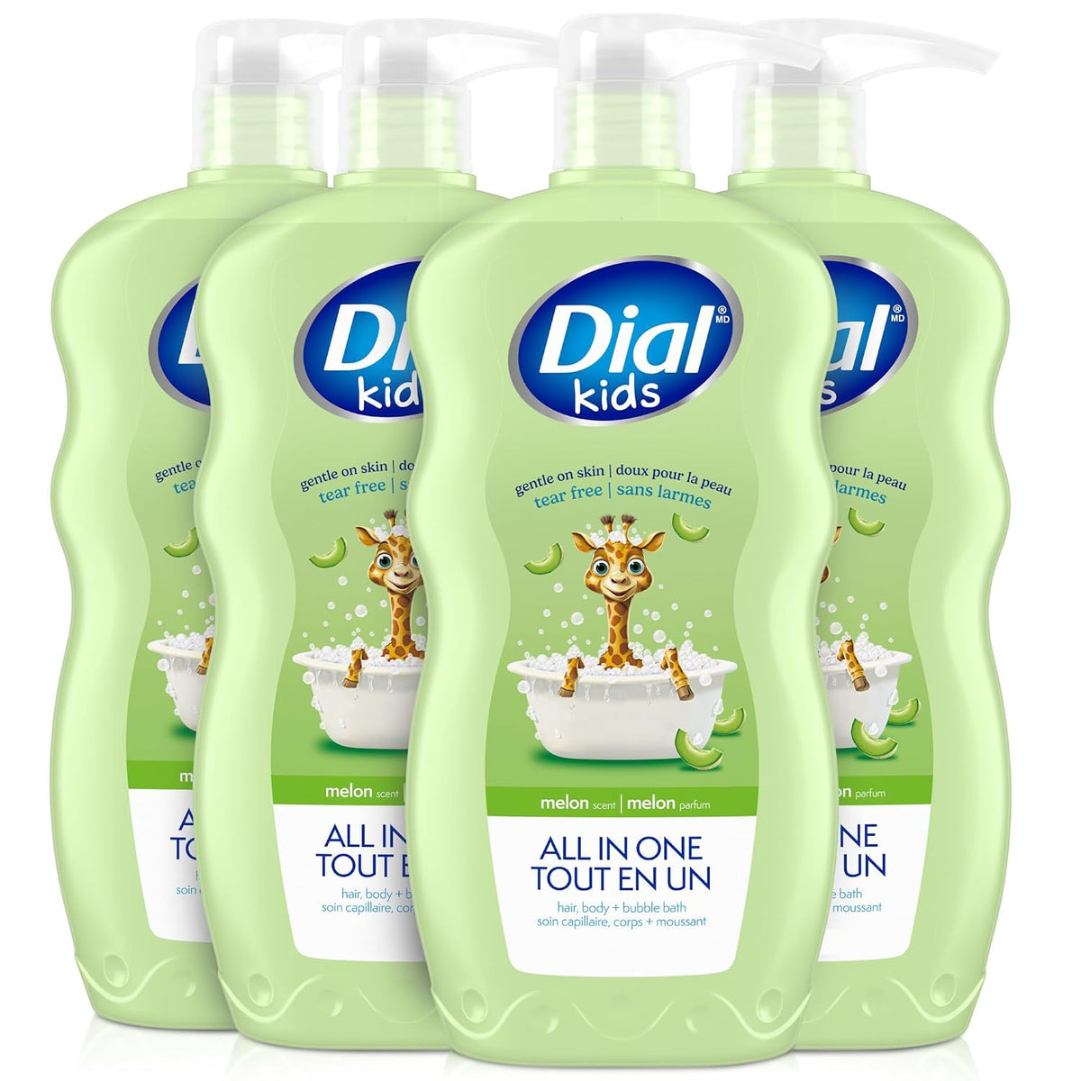 Dial Kids Lavender 3-in-1 Body + Hair + Bubble Bath, 24 Fl Oz, 4-Pack