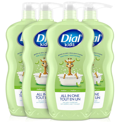 Dial Kids Lavender 3-in-1 Body + Hair + Bubble Bath, 24 Fl Oz, 4-Pack