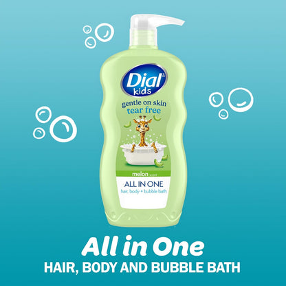 Dial Kids Lavender 3-in-1 Body + Hair + Bubble Bath, 24 Fl Oz, 4-Pack