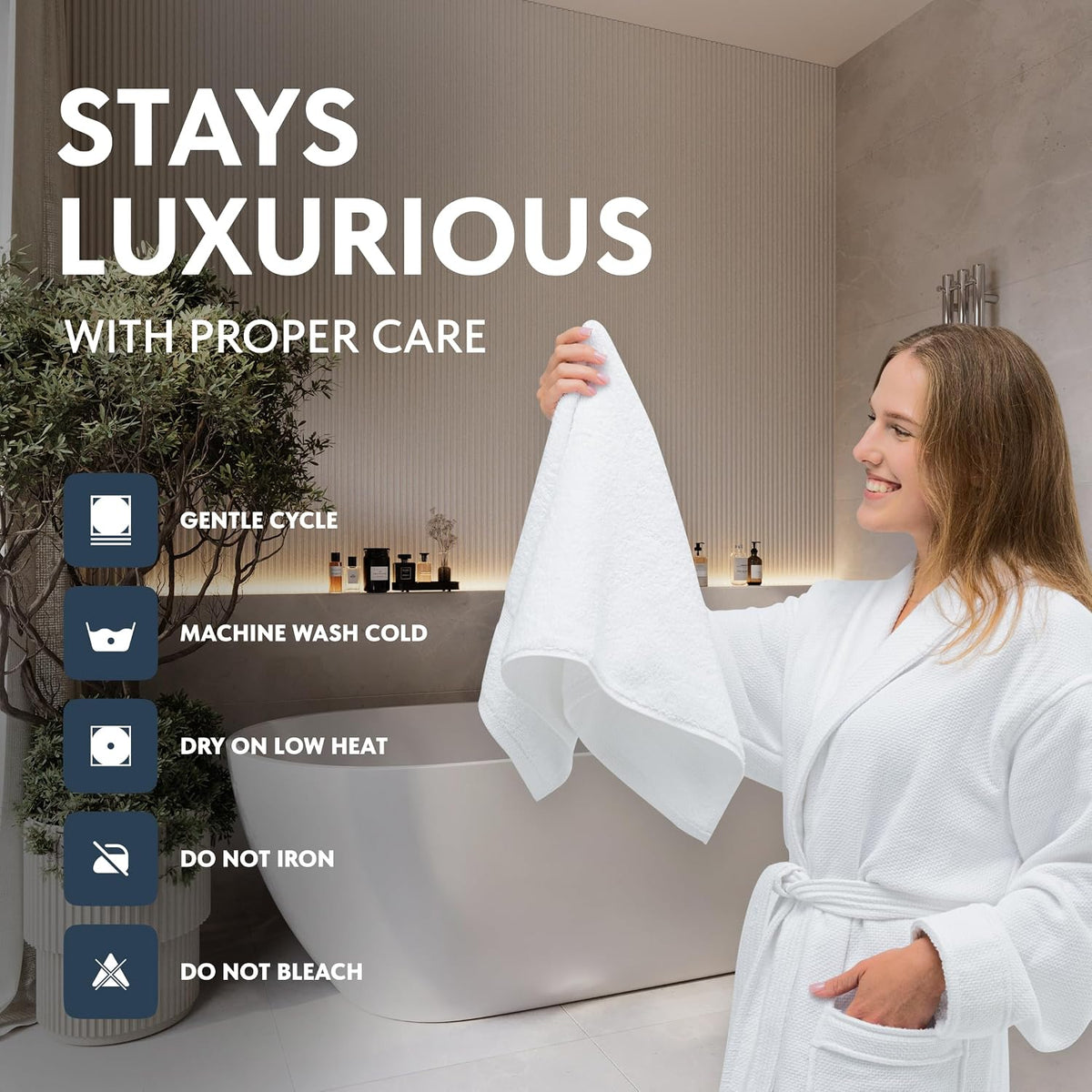 Luxury White Hand Towels - 100% Turkish Cotton, 16x30, 6 Pack