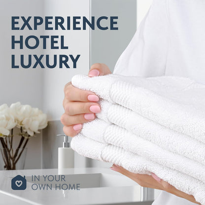 Luxury White Hand Towels - 100% Turkish Cotton, 16x30, 6 Pack
