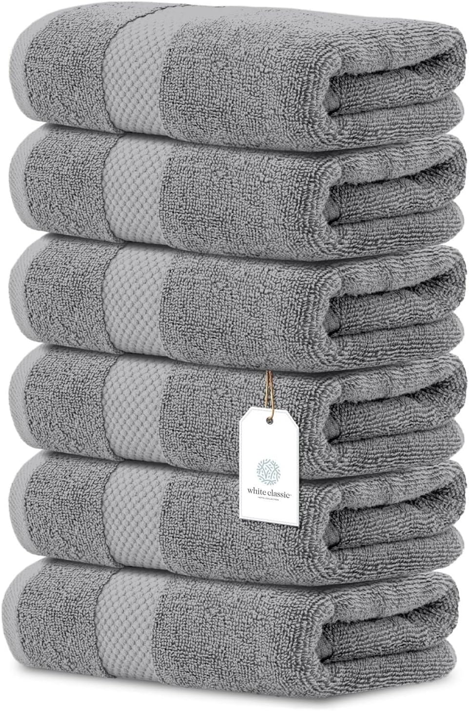 Luxury White Hand Towels - 100% Turkish Cotton, 16x30, 6 Pack