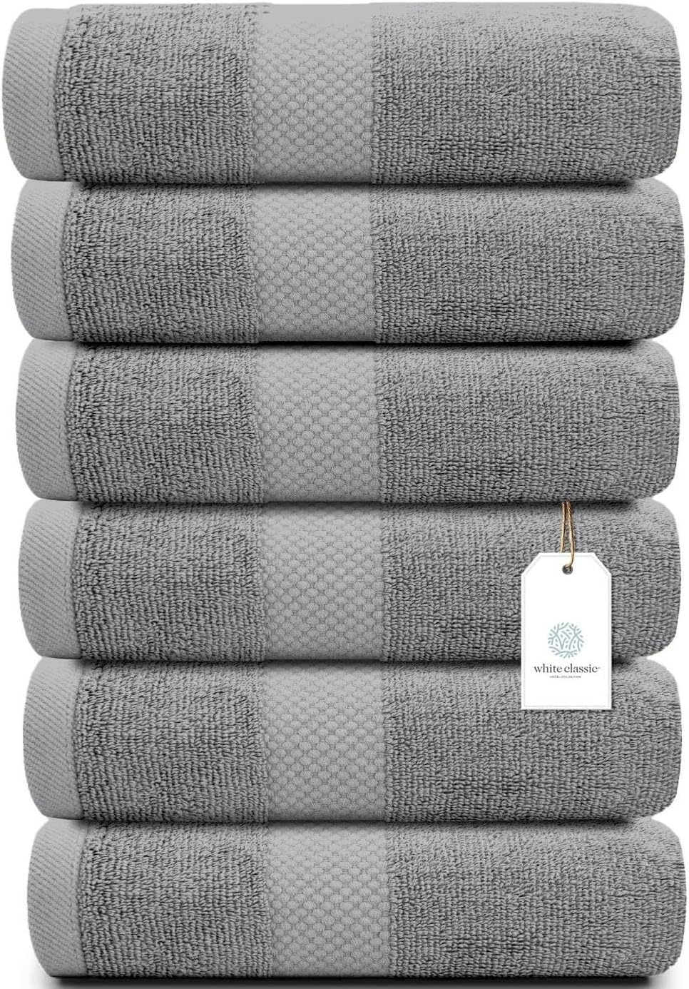 Luxury White Hand Towels - 100% Turkish Cotton, 16x30, 6 Pack