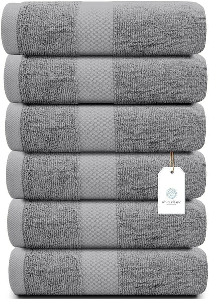 Luxury White Hand Towels - 100% Turkish Cotton, 16x30, 6 Pack
