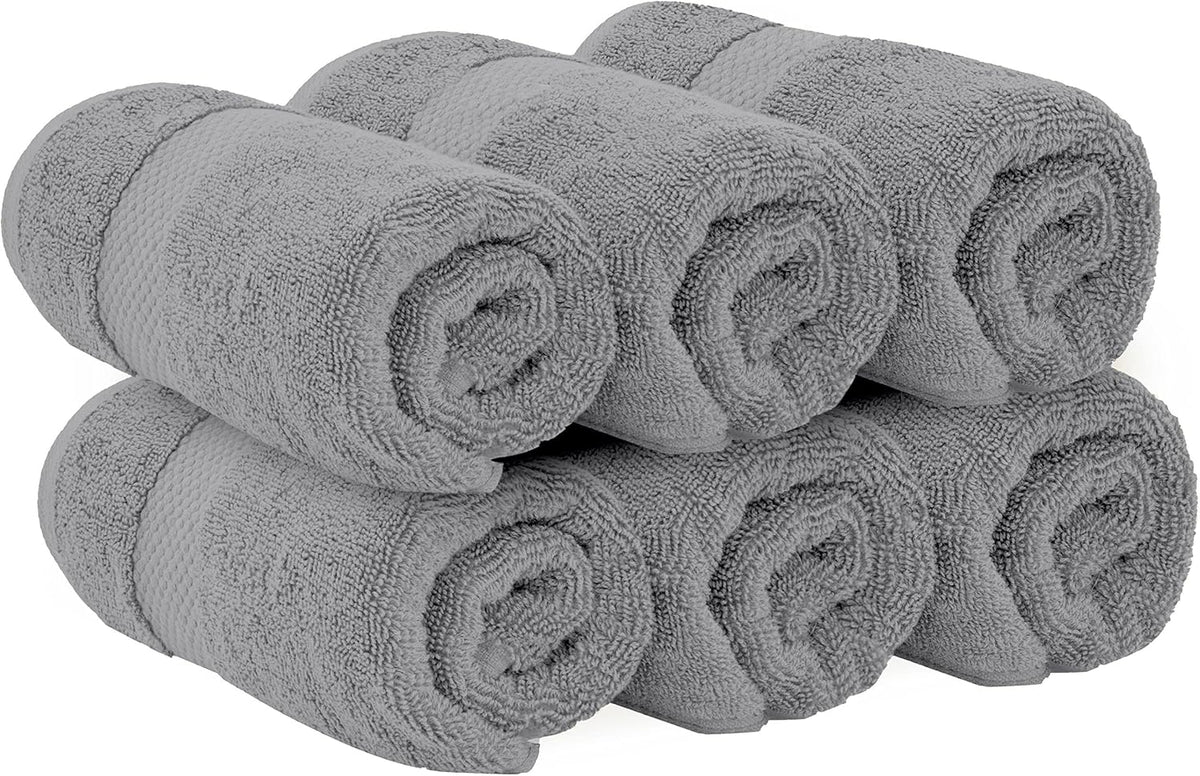 Luxury White Hand Towels - 100% Turkish Cotton, 16x30, 6 Pack