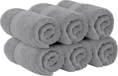 Luxury White Hand Towels - 100% Turkish Cotton, 16x30, 6 Pack