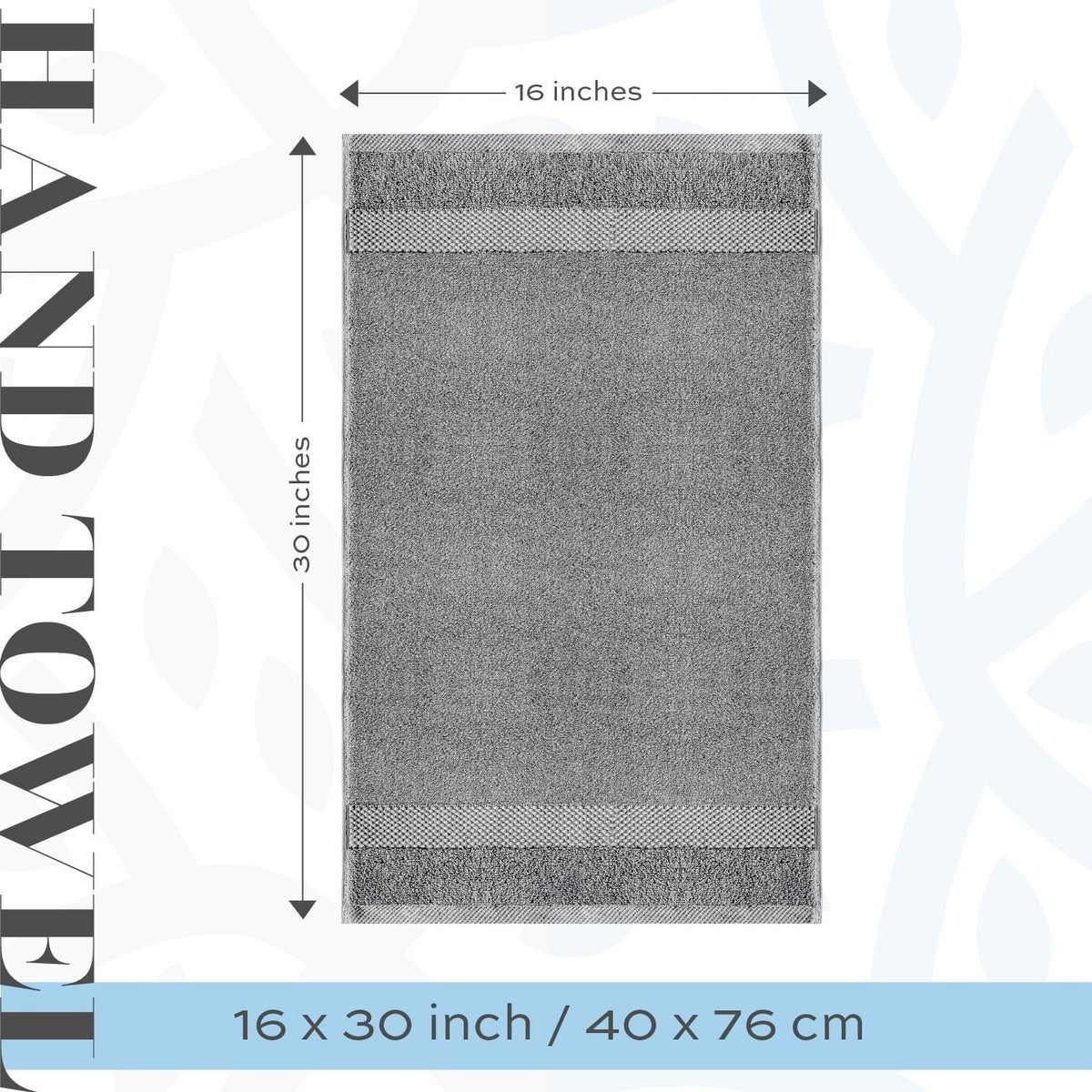 Luxury White Hand Towels - 100% Turkish Cotton, 16x30, 6 Pack