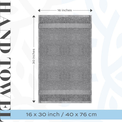 Luxury White Hand Towels - 100% Turkish Cotton, 16x30, 6 Pack