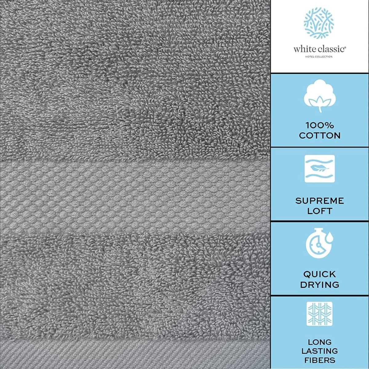 Luxury White Hand Towels - 100% Turkish Cotton, 16x30, 6 Pack