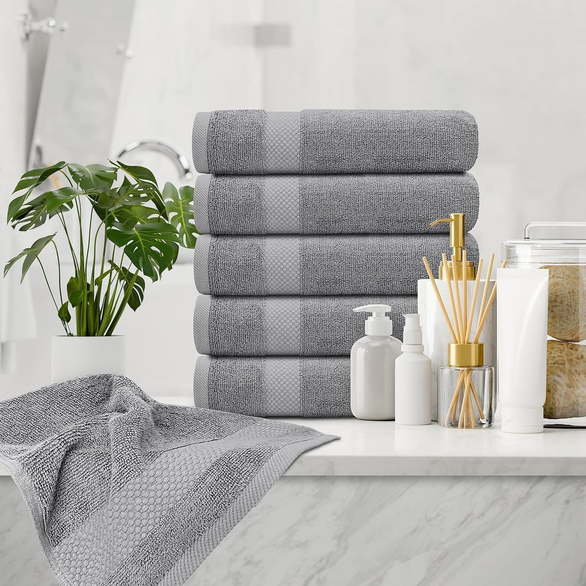 Luxury White Hand Towels - 100% Turkish Cotton, 16x30, 6 Pack