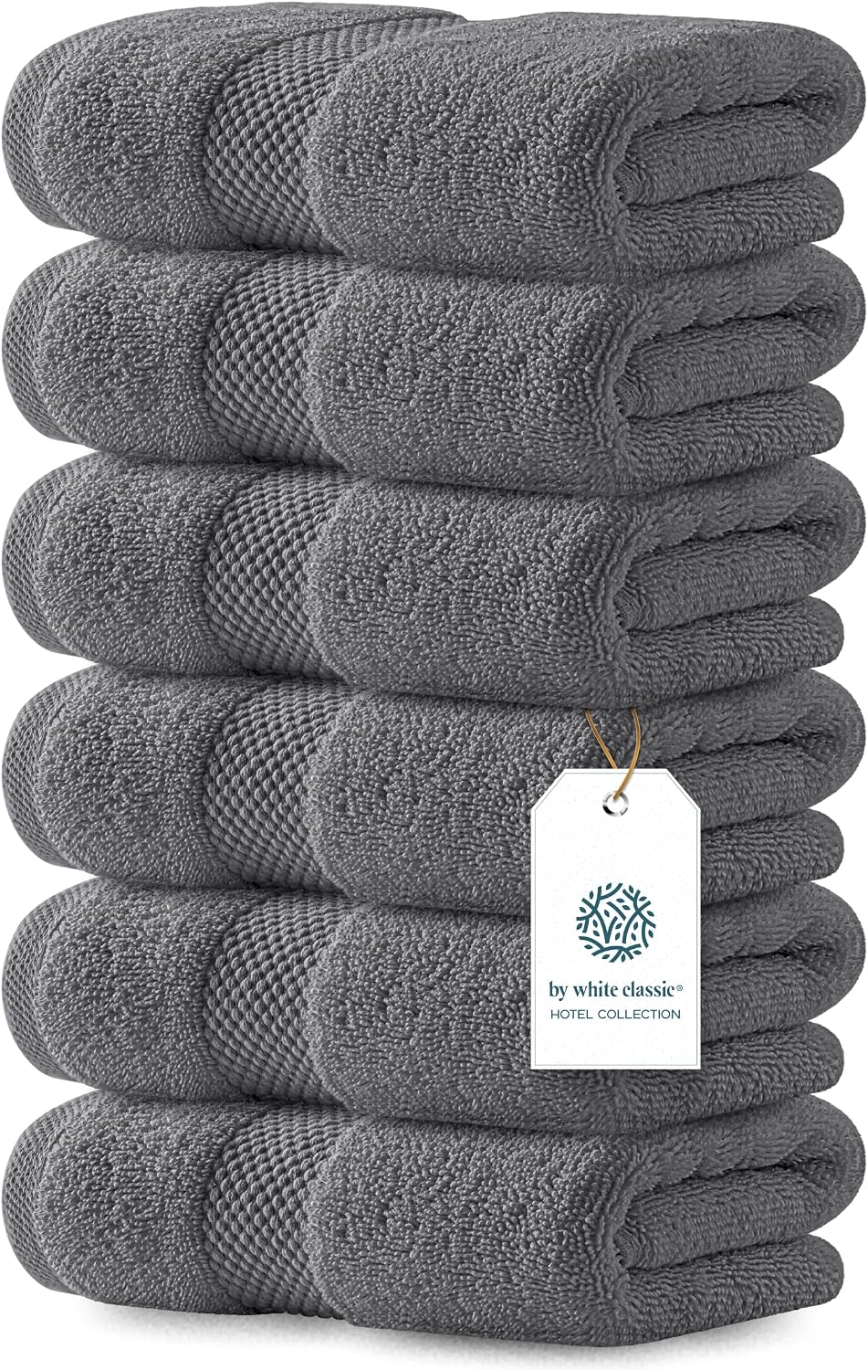 Luxury White Hand Towels - 100% Turkish Cotton, 16x30, 6 Pack