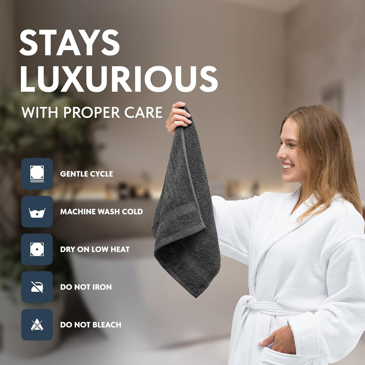 Luxury White Hand Towels - 100% Turkish Cotton, 16x30, 6 Pack