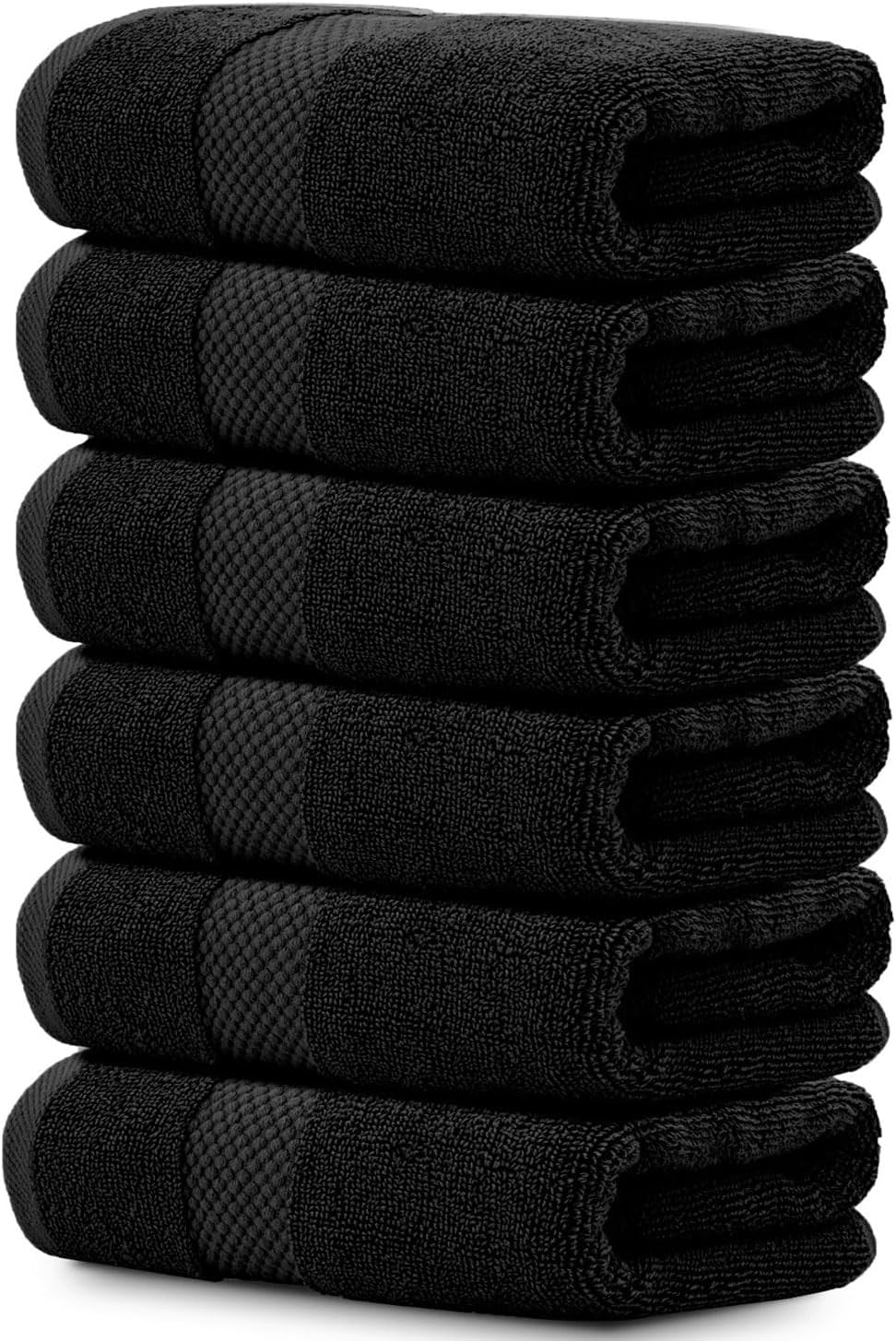Luxury White Hand Towels - 100% Turkish Cotton, 16x30, 6 Pack