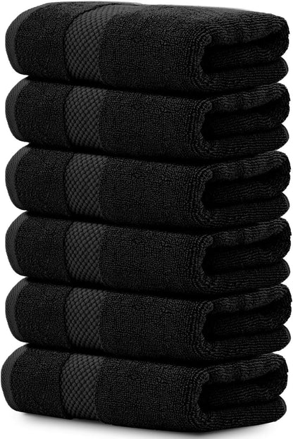 Luxury White Hand Towels - 100% Turkish Cotton, 16x30, 6 Pack