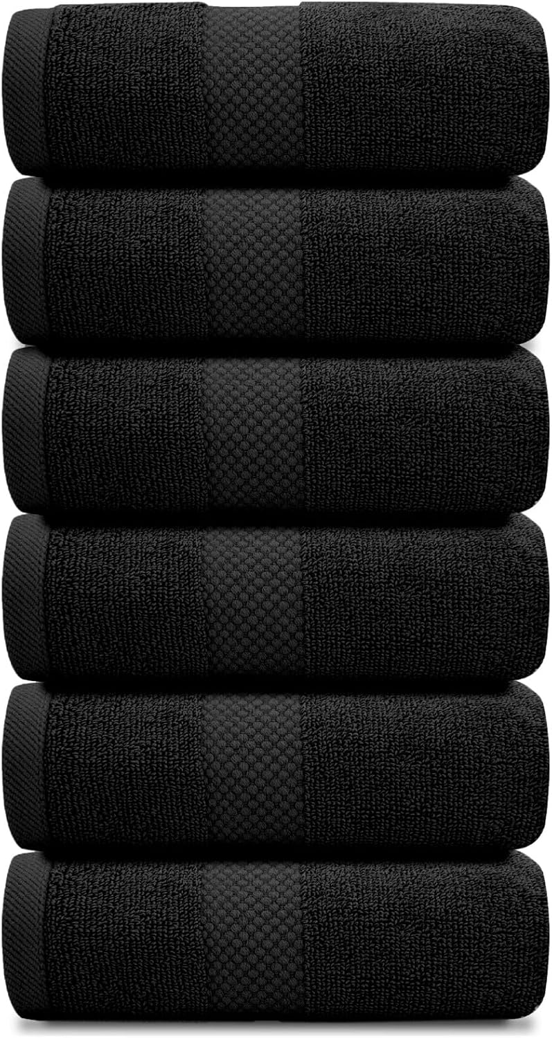 Luxury White Hand Towels - 100% Turkish Cotton, 16x30, 6 Pack