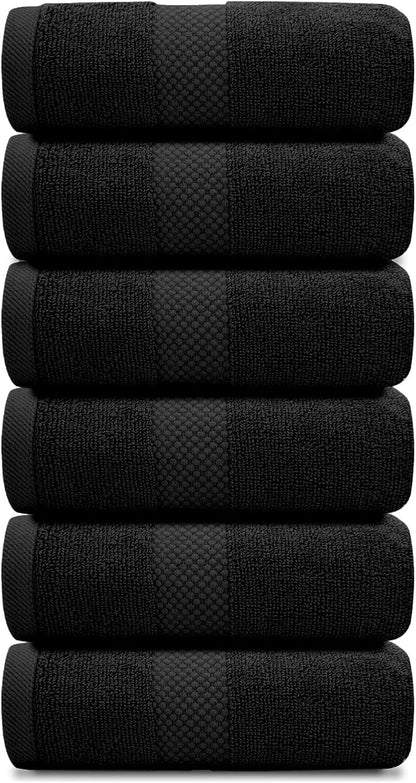 Luxury White Hand Towels - 100% Turkish Cotton, 16x30, 6 Pack