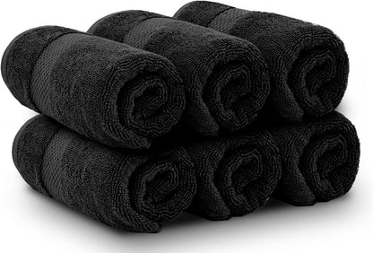 Luxury White Hand Towels - 100% Turkish Cotton, 16x30, 6 Pack