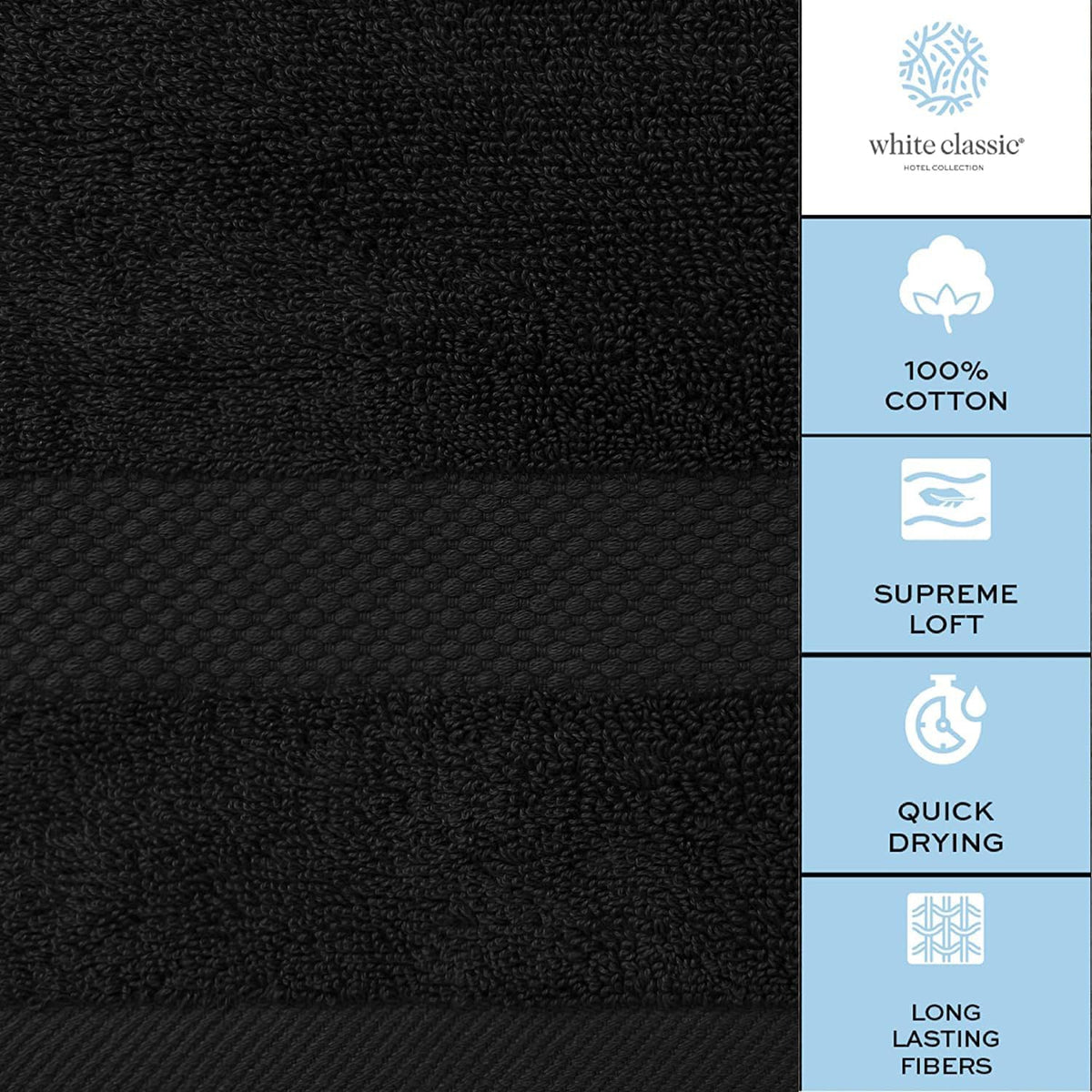 Luxury White Hand Towels - 100% Turkish Cotton, 16x30, 6 Pack