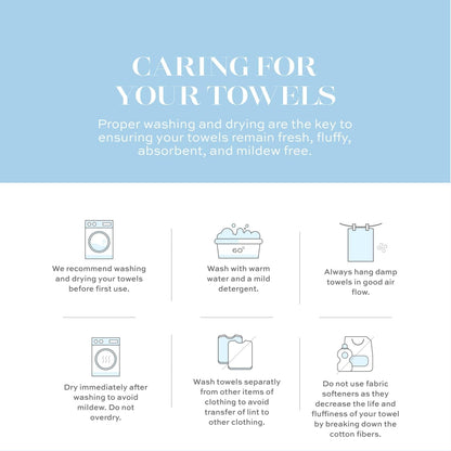 Luxury White Hand Towels - 100% Turkish Cotton, 16x30, 6 Pack