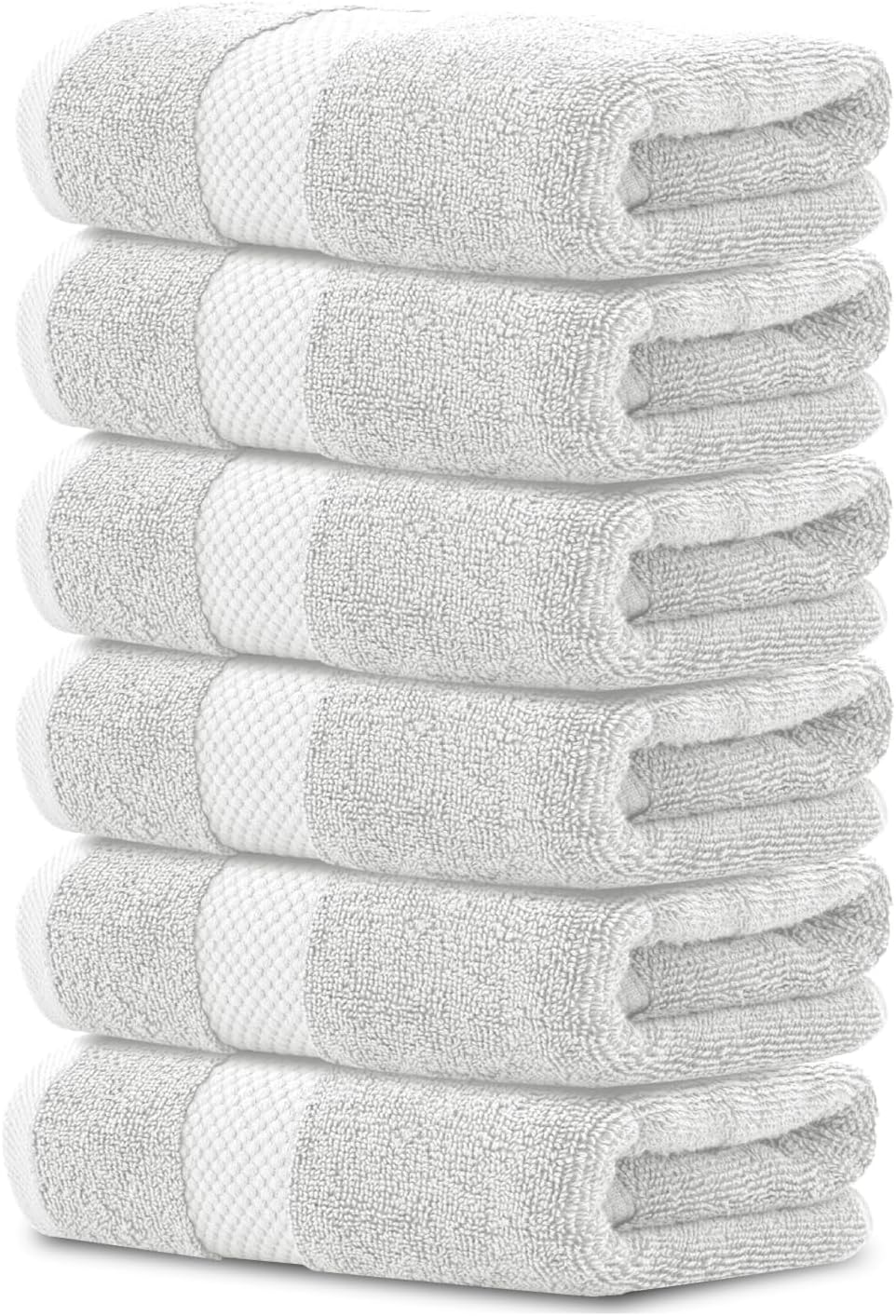 Luxury White Hand Towels - 100% Turkish Cotton, 16x30, 6 Pack
