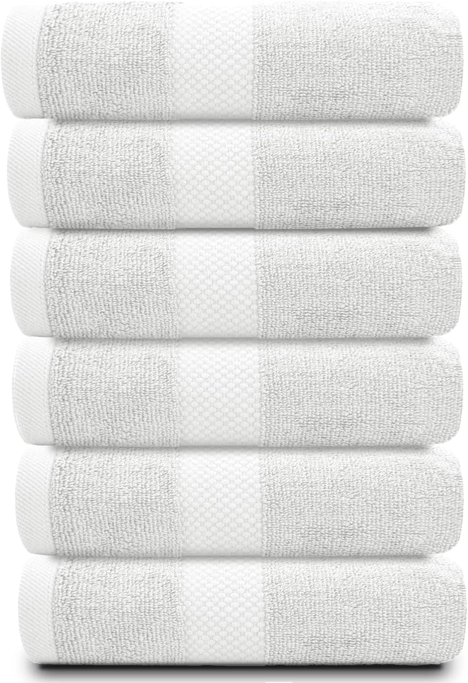 Luxury White Hand Towels - 100% Turkish Cotton, 16x30, 6 Pack