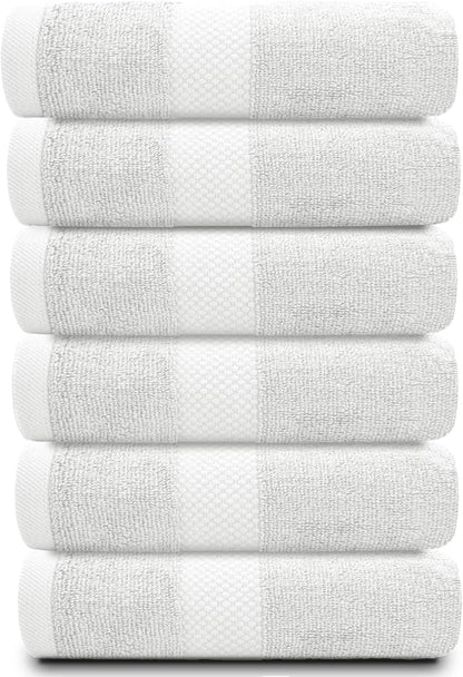 Luxury White Hand Towels - 100% Turkish Cotton, 16x30, 6 Pack