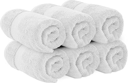 Luxury White Hand Towels - 100% Turkish Cotton, 16x30, 6 Pack