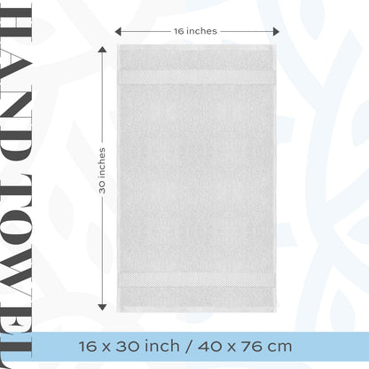 Luxury White Hand Towels - 100% Turkish Cotton, 16x30, 6 Pack